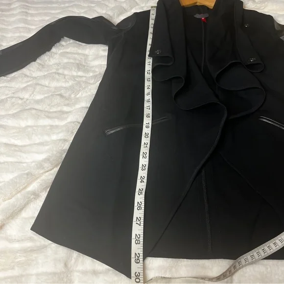 SPANX Black Faux Leather Drape Front Convertible Ponte Jacket SZ S